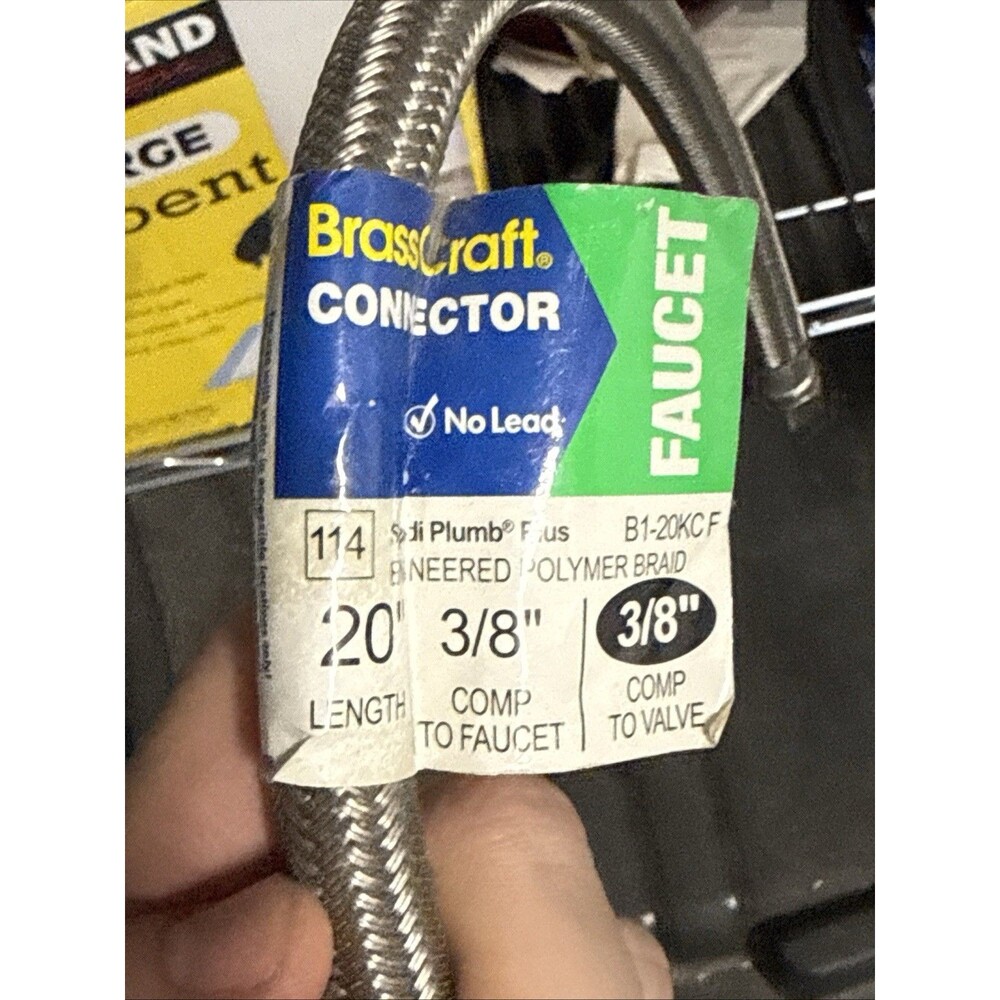 BrassCraft Faucet Connector 20" Length, 3/8" Comp To Faucet 3/8" Comp To Valve